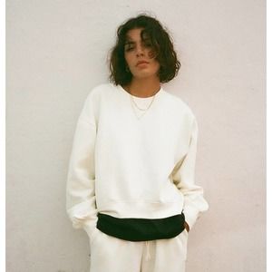 ZARA Plush Ribbed Round Neck Long Sleeve Pullover Sweatshirt